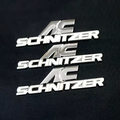 3x Chrome Silver AC SCHNITZER White Metal Decal Sticker Badge Emblem Power Turbo • £17.99