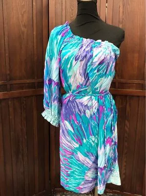 Alice & Trixie Tropical One Shoulder Silk Dress - Sz S • $9.99