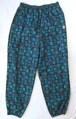 80's 90's Vintage Gym Workout Parachute Baggy Pants Allover Print USA Surf 2XB • $79.98