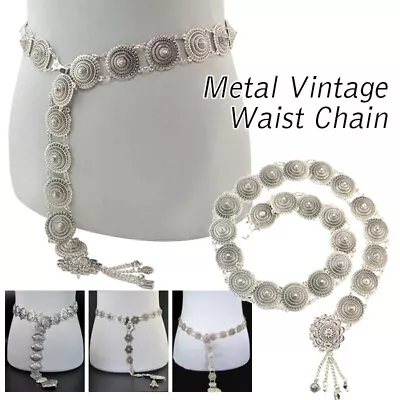 Medieval Metal Chain Belt Women Renaissance Silver Decorative Dance Belt Gift UK • £17.15