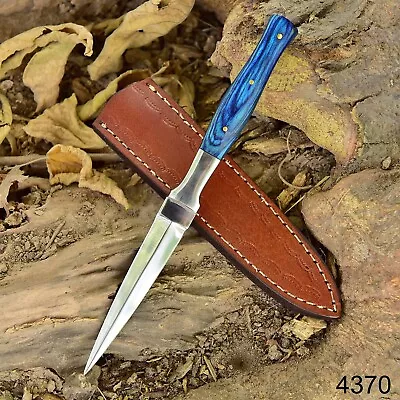 Double-Edged V42 Military Damascus Steel Dagger Boot Knife Wood Handle X266 • $26.90