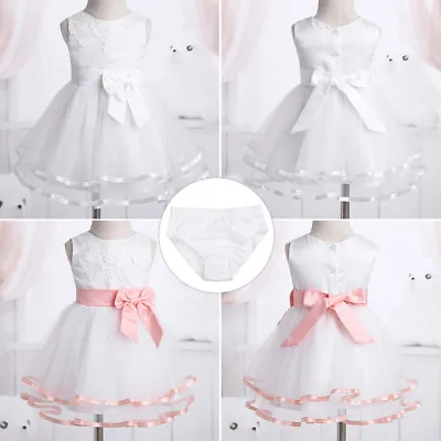 Infant Girl Baby Flower Party Occasion Wedding Communion Christening Dress Gown • £10.35