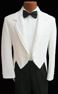 Men's Oscar De La Renta White Tuxedo Tailcoat With Satin Lapels Long Tails 54L • $71.99