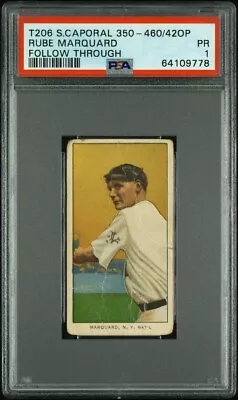 1909-11 T206 Sweet Caporal 350-460/42OP Rube Marquard  PSA 1 • $195