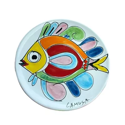 Camusa Fish Italian Pottery Vibrant Multicolored Hand Painted Dinner Plate • $19.99