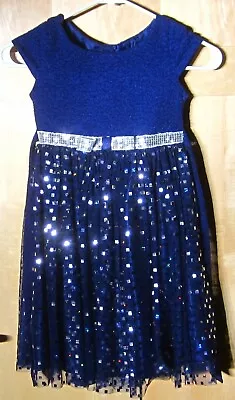 DOLLIE AND ME Girl's Dress SIZE Blue W/Sheer Skirt & Sequins SLEEVELESS  • $8.75