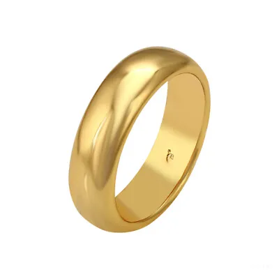 24ct 24K Yellow Gold Plated Men Women Plain Wide Wedding Band Ring Various Size • £5.99