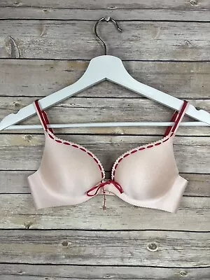 Victoria Secret 32B Angels Secret Embrace Bra Padded Laced Detail Pink Red Sexy • $17.50