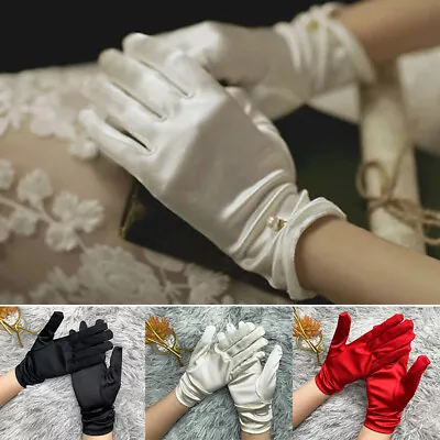 £3.83 • Buy Ladies Short Wrist Gloves Smooth Satin Mittens For Party Dress Evening Wedding