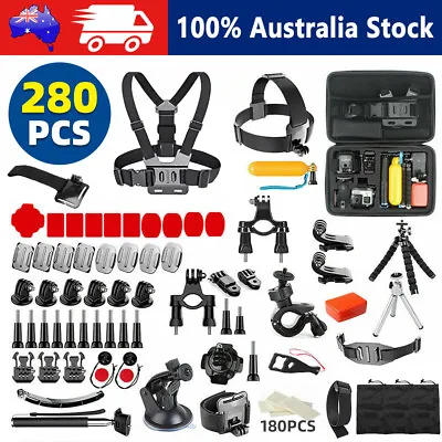$38.95 • Buy 280x Accessories Set For Gopro Hero 10 9 8 7 6 Monopod Head Chest Straps Packs