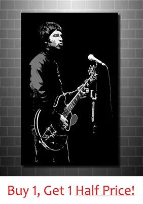 Noel Gallagher Oasis Pop Art Canvas Wall Art Print - Framed Black And White • £42.99