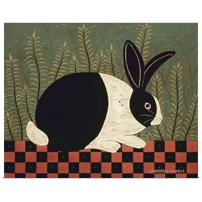 Checkerboard Bunny Poster Art Print Rabbit Home Decor • $29.99