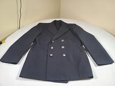 Vintage US Navy Issue Coat Mens 40R Black Wool Double Breasted USA Made Military • $49.95