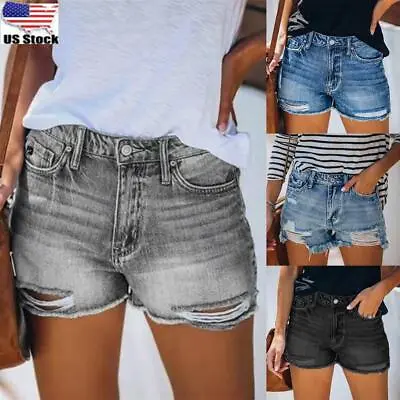$16.99 • Buy Womens Ladies Ripped Ripped High Waist Casual Denim Shorts Trousers Jeans Hots