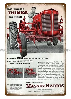 1957 Massey Harris Tractor Barnyard Country Farming Metal Tin Sign • $18.98