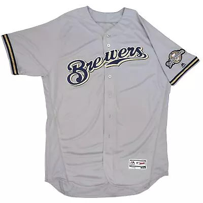 Mens MLB Milwaukee Brewers Authentic On Field Flex Base Jersey - Road Gray • $84.99