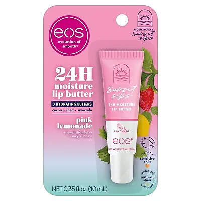 Eos Sunset Sips Lip Butter Tube- Pink Lemonade 24-Hour Moisture 0.35 Fl Oz • $5.65