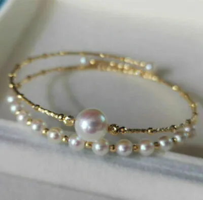$31.88 • Buy Beautiful 8-9MM AAA Akoya Real Natural White Pearl Bracelet 7.5-8 