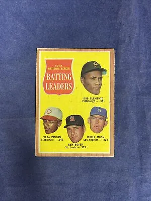 1962 Topps #52 Roberto Clemente/Pinson/Boyer/Moon N.L. Batting Leaders • $13