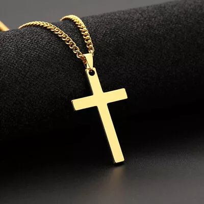 Cross Necklace Crucifix Chain Jewellery Pendant Gold Silver Mens Womens New UK • £2.95