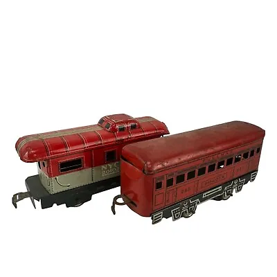 Lot Of Two Vintage Marx Tin Railroad Train Passenger Car & Caboose Toy • $28