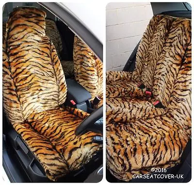 Daewoo Matiz  - Gold Tiger Faux Fur Furry Car Seat Covers - Full Set • $99.60