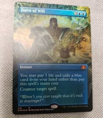 MTG - Force Of Will - Borderless Foil - Dominaria Remastered - NM  • $80