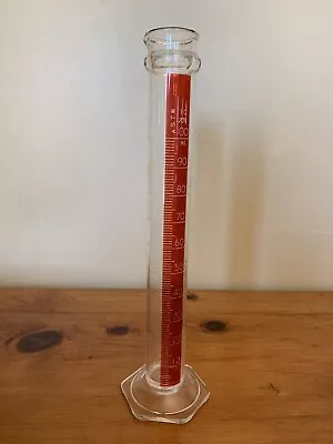 Vintage Glass PYREX Science Measuring Red Clear 100 Ml Graduated Cylinder • $32