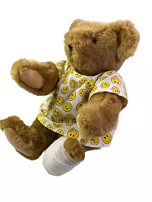 Vermont Teddy Bear Get Well Jointed Plush W/Removable Leg Cast & Hospital Gown • $10.19