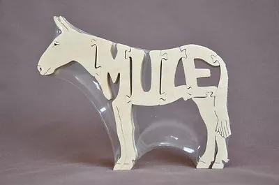  Mule Wood Puzzle Amish Made Scroll Saw Tack Room Toy New Farm Art Figurine • $16.99