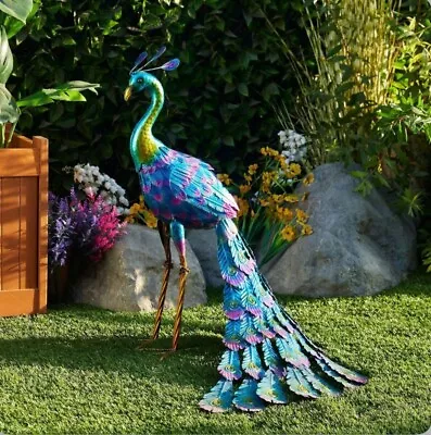 28  Metal Peacock Outdoor Decor With Glossy Finish Statue - Alpine Corporation • $65