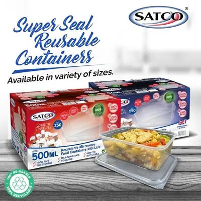 Satco Clear Plastic Food Containers With Lids Microwave Freezer Safe Airtight • £15.69