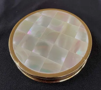 Vintage MAX FACTOR Paris London Hollywood Creme Puff Mother Of Pearl MOP Compact • $39.95