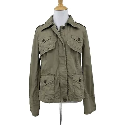 J Crew Utility Jacket Womens 8 Mushroom Full Zip Cotton Collared Multi Pockets • $25.45