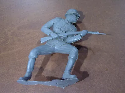 Vintage 1963 Louis Marx WWII Gray Plastic 6” German Army Toy Soldier Figure • $6