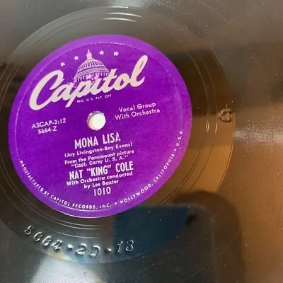 Capitol Records Mona Lisa Nat King Cole Jazz 78 RPM The Greatest Inventor 1950 • $19.99
