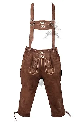 Men's Authentic Bavarian Leather Oktoberfest German Lederhosen Dark Brown • $79.99