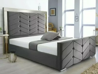 £600 • Buy Reverie Mirror Bed In All Colours, Fabrics & Sizes With Ottoman Storage Option.