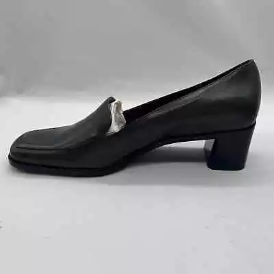 VTG Etienne Aigner Shoes Womens 9M Dark Grey Status Square Toe Leather Pumps NEW • $31.49