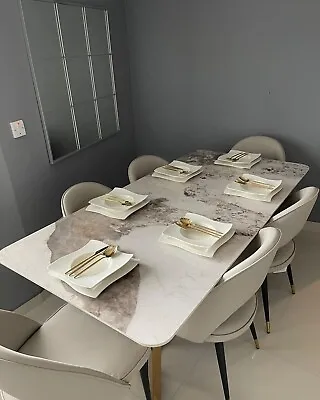 £1050 • Buy Dining Table And Chairs Marble High Quality Gold