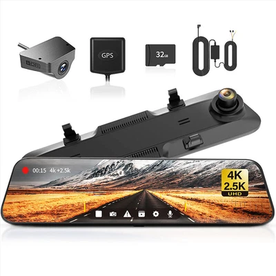 $274.99 • Buy WOLFBOX Dash Cam Mirror Front And Rear Camera 4K+2.5K  Free 32GB Card