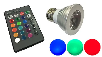 COLOUR CHANGING E27 LED SPOT LIGHT With REMOTE CONTROL  16 Colours X 4 Modes • £7.99