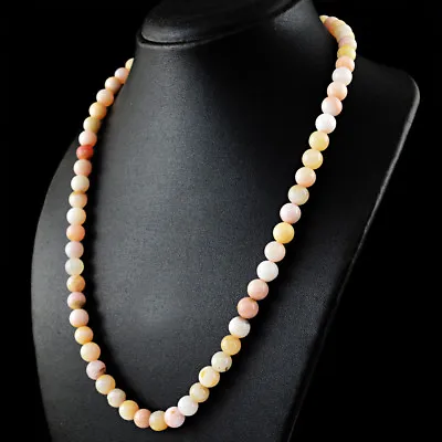 211.00 Cts Natural Pink Australian Opal Round Beads Single Strand Necklace (DG) • $17.94