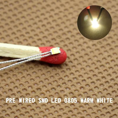 20pcs Pre-wired Micro PTFE Wire Warm White SMD LED 0805 Lights Free Resistor • $11.99