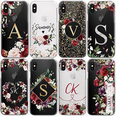 Personalised Initials Flower Phone Case Clear Hard Cover For Nokia Oppo Oneplus • $33.56