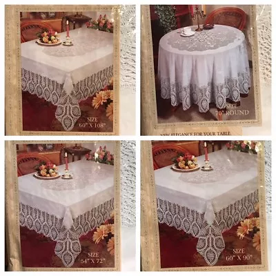 Better Home Crochet Vinyl Lace Tablecloth White Ivory Clear NEW • $20