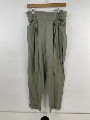 $13.99 • Buy TRF Collection Zara Women's Green Paperbag High Rise Pull On Pants Size M