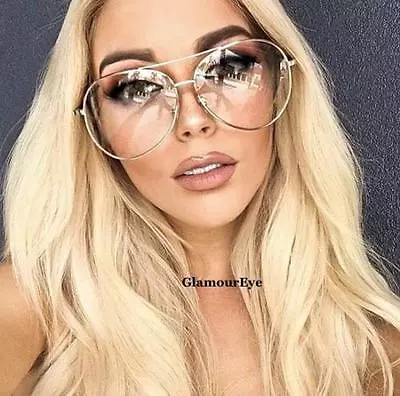 SEXY Oversized XL Extra Large Aviator Metal Frames Big Clear Eyeglasses 4197 L • $9.90