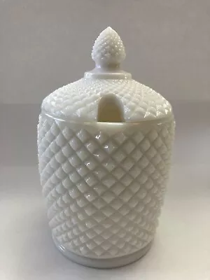 Vintage White Hobnail Milk Glass Sugar Bowl  With Lid- No Spoon 6 Oz. • $12.99