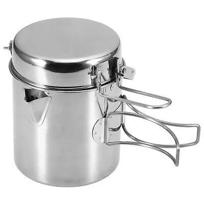 1L Stainless Steel Cooking Kettle With Foldable Handle  Camping Pot N6J3 • $18.05